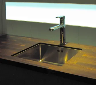 Massief hout spoelbak semi onderbouw